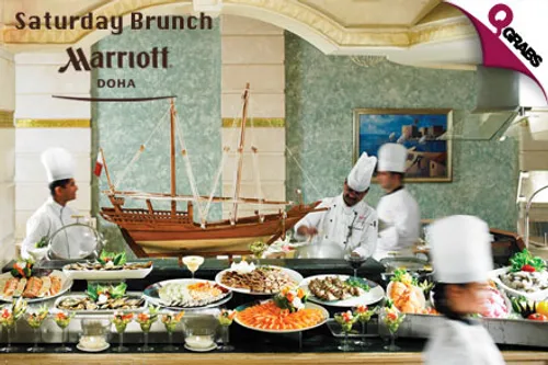 For QR123 enjoy an All-You-Can-Eat Scrumptious Saturday Brunch with Unlimited Soft Drinks at the Doha Marriott (QR245 Value)